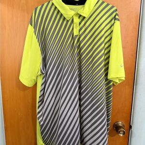 Nike Yellow and Gray Polo Shirt Dynamic Stripes